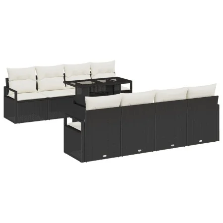 Conjunto de Sofá de Jardín de 9 Piezas con Cojines de Rattan Negro, Sofá de Jardín de 2 Plazas con Cojines de Rattan Negro | Foro24.es | Tu tienda online para hogar, jardín y más Foro24.es