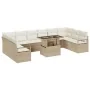 Set de Sofá de Jardín de 11 Piezas con Cojines Ratán Poli Beige, Sofá de Jardín de 2 Plazas con Cojines Ratán Poli Beige | Foro24.es | Tu tienda online para hogar, jardín y más Foro24.es