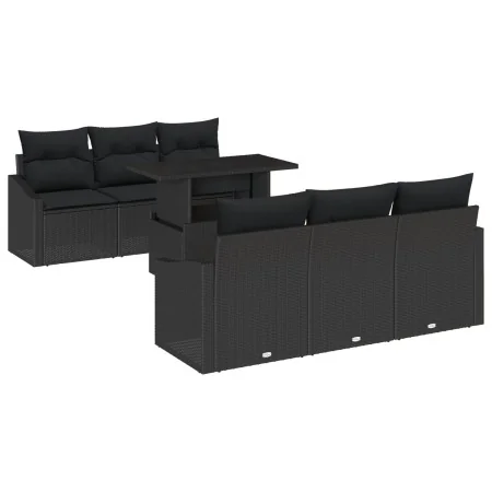 Juego de Sofá de Jardín de 7 Piezas con Cojines Negro Poliratán by , Outdoor sofas - Ref: Foro24-3348929, Price: 527,40 €, Di...