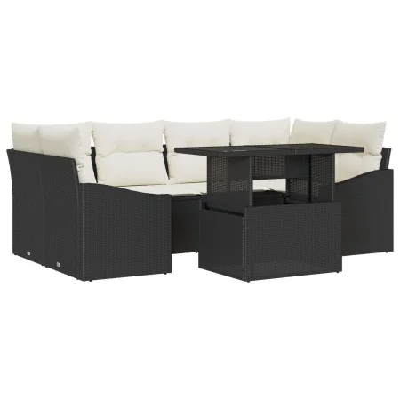 Set de Sofás de Jardín de 7 Piezas con Cojines Negro Ratán PE | Foro24.es | Tu tienda online para hogar, jardín y más Foro24.es