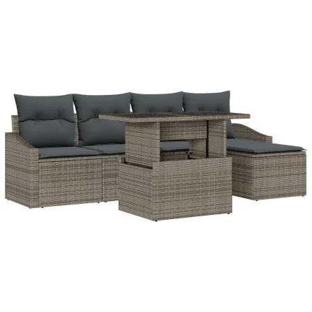 Set de 6 piezas de sofá de jardín con cojines gris de poliratán | Foro24.es | Tu tienda online para hogar, jardín y más Foro24.es