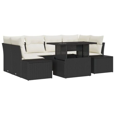 Conjunto de Sofá de 7 Piezas con Cojines Ratán Negro | Foro24.es | Tu tienda online para hogar, jardín y más Foro24.es