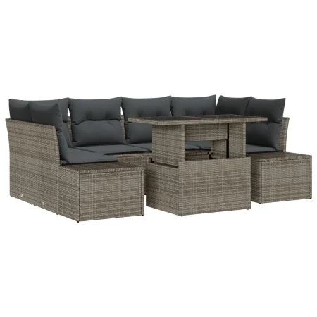 Conjunto de Sofá de Jardín de 7 Piezas con Cojines Gris Poliratán by , Outdoor sofas - Ref: Foro24-3349115, Price: 515,30 €, ...