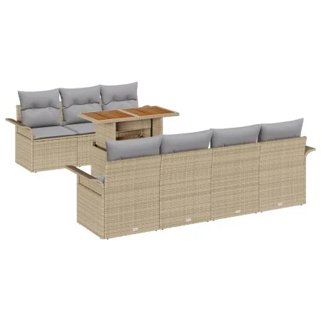 Juego de sofá de jardín de 8 piezas con cojines Beige Ratán sintético Acacia | Foro24.es | Tu tienda online para hogar, jardín y más Foro24.es