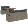 Conjunto de Comedor de Jardín de 6 Piezas con Cojines Gris Ratan Poliéster y Acacia von , Outdoor-Sofas - Ref: Foro24-3349523...