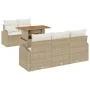 Conjunto de Comedor de Jardín de 6 Piezas con Cojines Beige Ratán Poli Acacia | Foro24.es | Tu tienda online para hogar, jardín y más Foro24.es