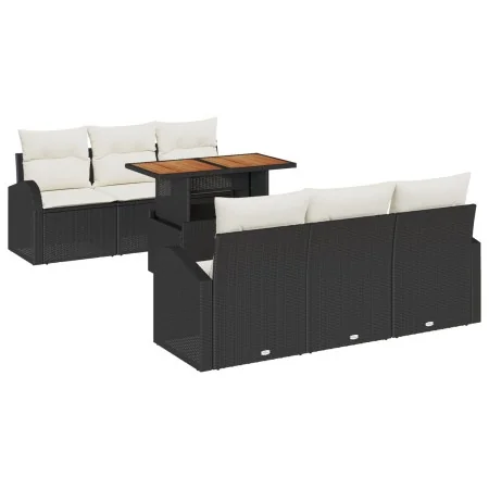 Set de Comedor de Jardín de 7 Piezas con Cojines Negro Ratán Poliéster | Foro24.es | Tu tienda online para hogar, jardín y más Foro24.es