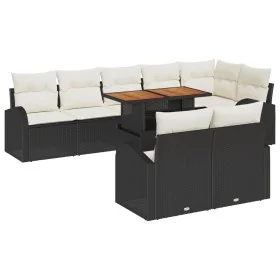 Juego de Comedor de Jardín de 9 Piezas con Cojines Negro Poliratán Acacia de , Sofás de exterior - Ref: Foro24-3349599, Preci...