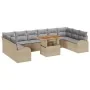 Juego de comedor de jardín de 11 piezas con cojines Beige Ratán Poliéster Acacia | Foro24.es | Tu tienda online para hogar, jardín y más Foro24.es