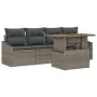 Conjunto de Comedor de Jardín de 5 Piezas con Cojines Gris Poliratán Acacia | Foro24.es | Tu tienda online para hogar, jardín y más Foro24.es