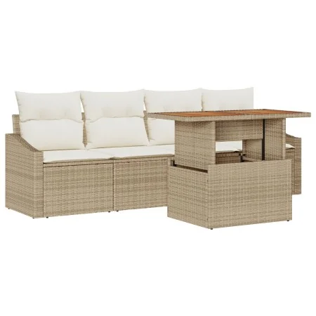 Juego de Comedor de Jardín de 5 Piezas con Cojines Beige Ratán | Foro24.es | Tu tienda online para hogar, jardín y más Foro24.es