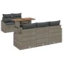 Conjunto de Comedor de Jardín de 6 Piezas con Cojines Gris Poliratán Acacia | Foro24.es | Tu tienda online para hogar, jardín y más Foro24.es