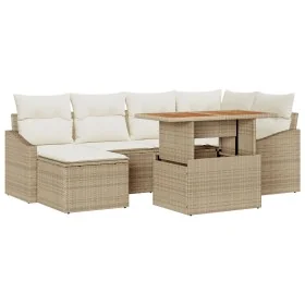 Conjunto de 7 Piezas para Comedor de Jardín con Cojines Beige de Rattan Sintético y Acacia de , Sofás de exterior - Ref: Foro...