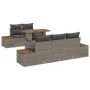 Conjunto de Comedor de Jardín de 6 Piezas con Cojines Gris Polirratán Acacia | Foro24.es | Tu tienda online para hogar, jardín y más Foro24.es