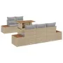Conjunto de Comedor de Jardín de 6 Piezas con Cojines Beige Poliratán Acacia | Foro24.es | Tu tienda online para hogar, jardín y más Foro24.es
