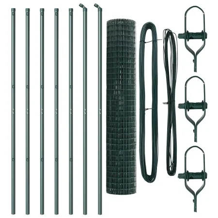 Cerca Euro de con 7 postes 1.6x10 m Acero Galvanizado Verde | Foro24.es | Tu tienda online para hogar, jardín y más Foro24.es