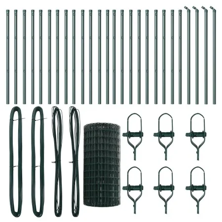 Cerca Euro con 13 Postes 0.4x50 m Acero Galvanizado Verde | Foro24.es | Tu tienda online para hogar, jardín y más Foro24.es