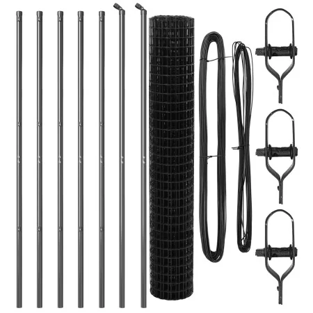 Cerca Euro de con 7 Postes 1.5x10 m de Acero Galvanizado Gris | Foro24.es | Tu tienda online para hogar, jardín y más Foro24.es