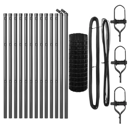 Cerca Euro con 13 postes 0.6x25 m de acero galvanizado gris | Foro24.es | Tu tienda online para hogar, jardín y más Foro24.es