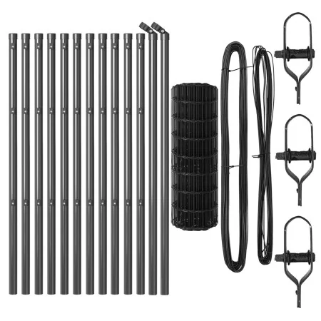 Valla Euro con 13 postes 0.6x25 m de acero galvanizado gris | Foro24.es | Tu tienda online para hogar, jardín y más Foro24.es