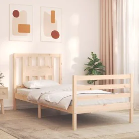 Bettgestell mit Massivholzkopfteil 90x200 cm von vidaXL, Betten und Lattenroste - Ref: Foro24-3194556, Preis: 92,25 €, Rabatt: %