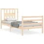 Bed frame with solid wood headboard 90x200 cm by vidaXL, Beds and slatted bases - Ref: Foro24-3194556, Price: 92,25 €, Discou...