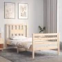 Bed frame with solid wood headboard 90x200 cm by vidaXL, Beds and slatted bases - Ref: Foro24-3194556, Price: 92,25 €, Discou...