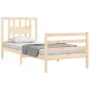 Bed frame with solid wood headboard 90x200 cm by vidaXL, Beds and slatted bases - Ref: Foro24-3194556, Price: 92,25 €, Discou...