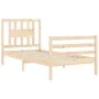 Bed frame with solid wood headboard 90x200 cm by vidaXL, Beds and slatted bases - Ref: Foro24-3194556, Price: 92,25 €, Discou...