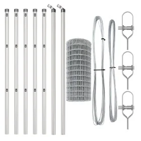 Valla Euro con 7 Postes 0.6x10 m Acero Galvanizado