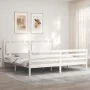 White solid wood bed frame with headboard 200x200 cm by vidaXL, Beds and slatted bases - Ref: Foro24-3194072, Price: 179,43 €...