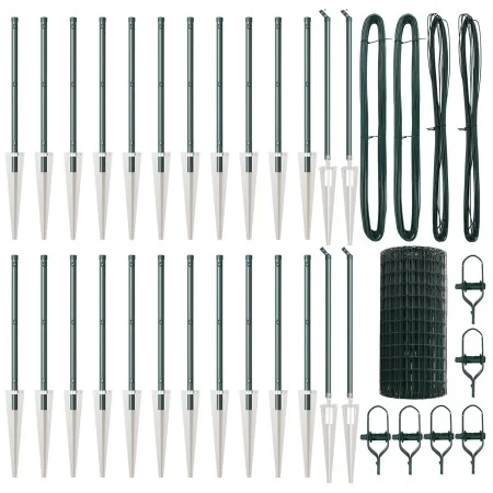 Cerca Euro de con 13 postes con púa de 0.4x50 m Acero Galvanizado Verde | Foro24.es | Tu tienda online para hogar, jardín y más Foro24.es