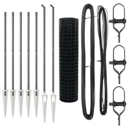 Valla Euro con 7 postes de pica 1.4x10 m de acero galvanizado gris | Foro24.es | Tu tienda online para hogar, jardín y más Foro24.es