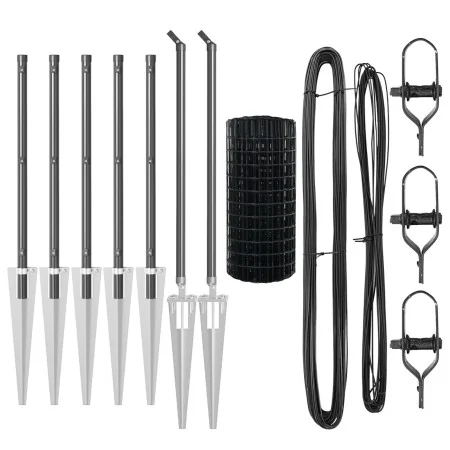 Cerca Euro con 7 Postes con Púas 0.8x10 m de Acero Galvanizado Gris | Foro24.es | Tu tienda online para hogar, jardín y más Foro24.es