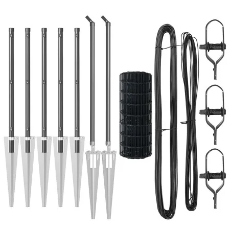 Valla Euro con 7 Postes de Pícnic 1x10 m de Acero Galvanizado Gris | Foro24.es | Tu tienda online para hogar, jardín y más Foro24.es