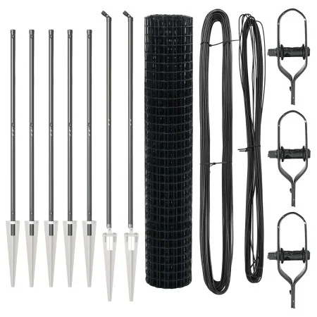 Cerca Euro de con 7 postes de punta 1.6x10 m en acero galvanizado gris | Foro24.es | Tu tienda online para hogar, jardín y más Foro24.es