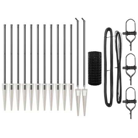 Valla Europa con 13 Postes de Espiga 0.4x25 m Acero Galvanizado Gris | Foro24.es | Tu tienda online para hogar, jardín y más Foro24.es