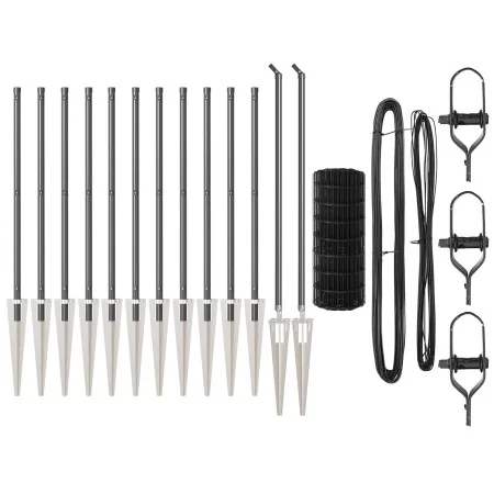 Cerca Euro de con 13 Postes de Pica 1x25 m Acero Galvanizado Gris | Foro24.es | Tu tienda online para hogar, jardín y más Foro24.es