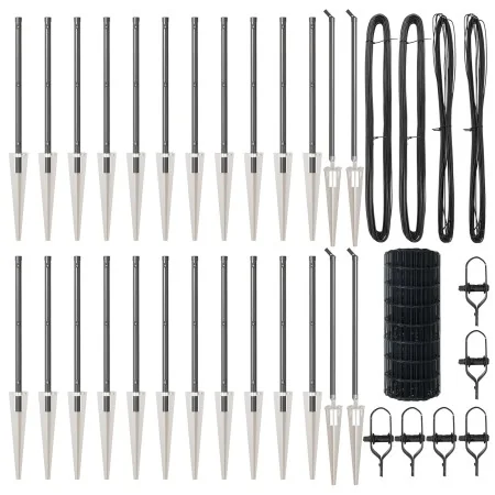 Valla Europea con 13 Postes de Perno 0.4x50 m Acero Galvanizado Gris | Foro24.es | Tu tienda online para hogar, jardín y más Foro24.es