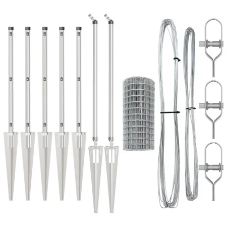 Cerca Euro de con 7 Postes con Espiga 0.6x10 m de Acero Galvanizado | Foro24.es | Tu tienda online para hogar, jardín y más Foro24.es