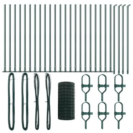 Valla Euro con 13 Postes Flange 0.4x50 m Acero Galvanizado | Foro24.es | Tu tienda online para hogar, jardín y más Foro24.es