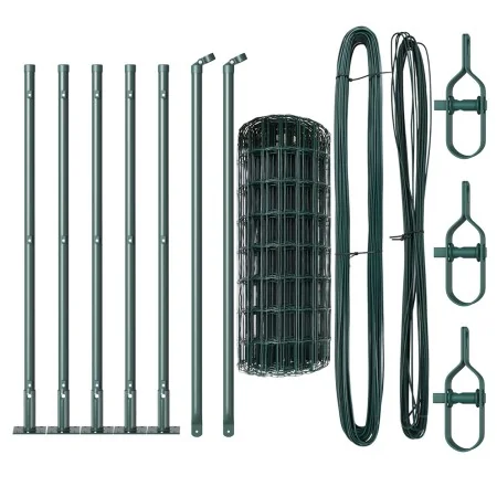 Euro Cercado con 7 Postes con Bridas 0.4x10 m de Acero Galvanizado | Foro24.es | Tu tienda online para hogar, jardín y más Foro24.es