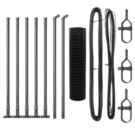Euro Fence con 7 Postes Flangados 0.6x10 m Acero Galvanizado | Foro24.es | Tu tienda online para hogar, jardín y más Foro24.es