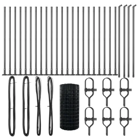 Euro Fence con 13 Postes Flangeados 0.4x50 m Acero Galvanizado | Foro24.es | Tu tienda online para hogar, jardín y más Foro24.es