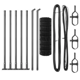 Cerca Euro con 7 Postes Flanchados 0.4x10 m Acero