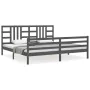 Estructura de cama con cabecero madera maciza gris 200x200 cm de vidaXL, Camas y somieres - Ref: Foro24-3193943, Precio: 170,...
