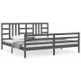 Gray solid wood bed frame with headboard 200x200 cm by vidaXL, Beds and slatted bases - Ref: Foro24-3193943, Price: 170,48 €,...
