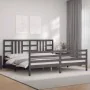Gray solid wood bed frame with headboard 200x200 cm by vidaXL, Beds and slatted bases - Ref: Foro24-3193943, Price: 170,48 €,...