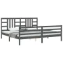 Estructura de cama con cabecero madera maciza gris 200x200 cm de vidaXL, Camas y somieres - Ref: Foro24-3193943, Precio: 170,...