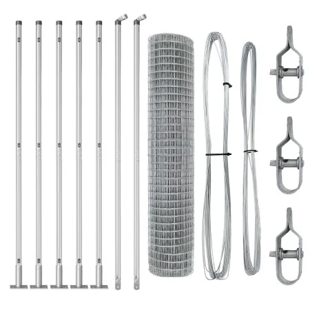 Valla Euro con 7 Postes Flangeados 1.6x10 m Acero Galvanizado | Foro24.es | Tu tienda online para hogar, jardín y más Foro24.es